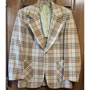 Vintage tailored clothing by H.I.S plaid blazer mens 1970s size 36R